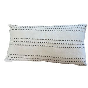 Ralph Lauren cotton lamber pillow 25x12 inches, feather insert, off white gray